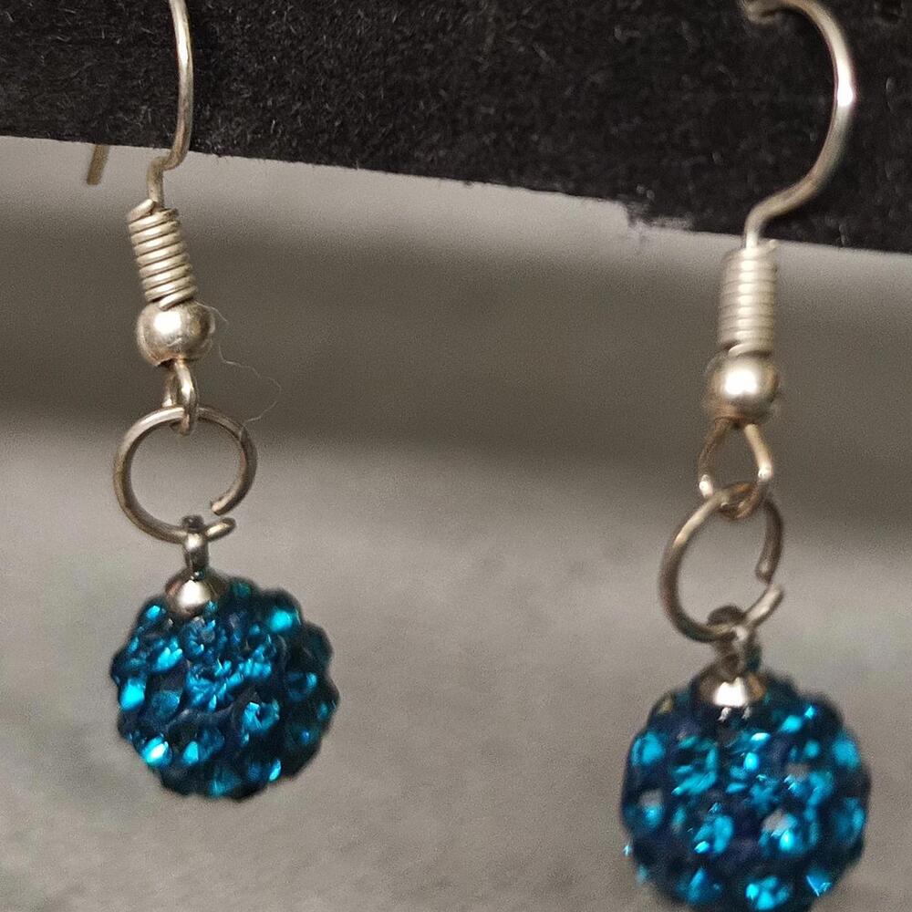 BUNDLE ONLY Vintage Sparkling Blue Color Crystal Stud Disco Ball Earrings New